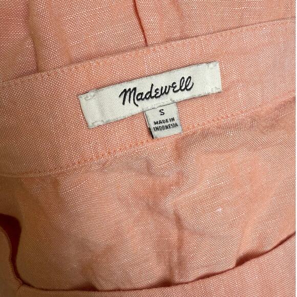 Madewell Allie Linen Blend Peach Coral Square Neck Mini Dress size Small - Picture 12 of 13